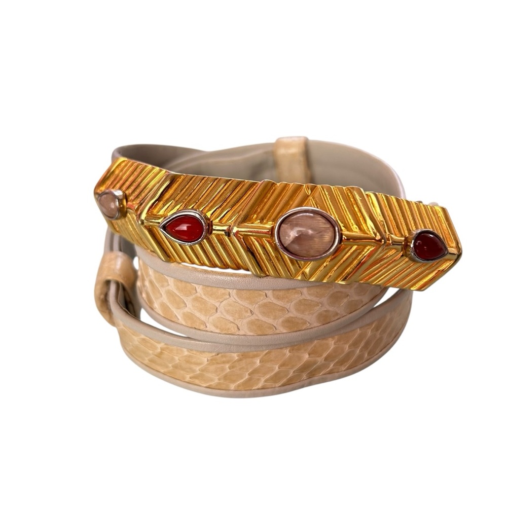 JUDITH LEIBER Exotic Leather Jeweled Vintage Adjustable Belt
